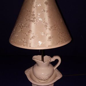Table Lamp Vintage Water Pitcher Wash Bowl Basin White Ceramic